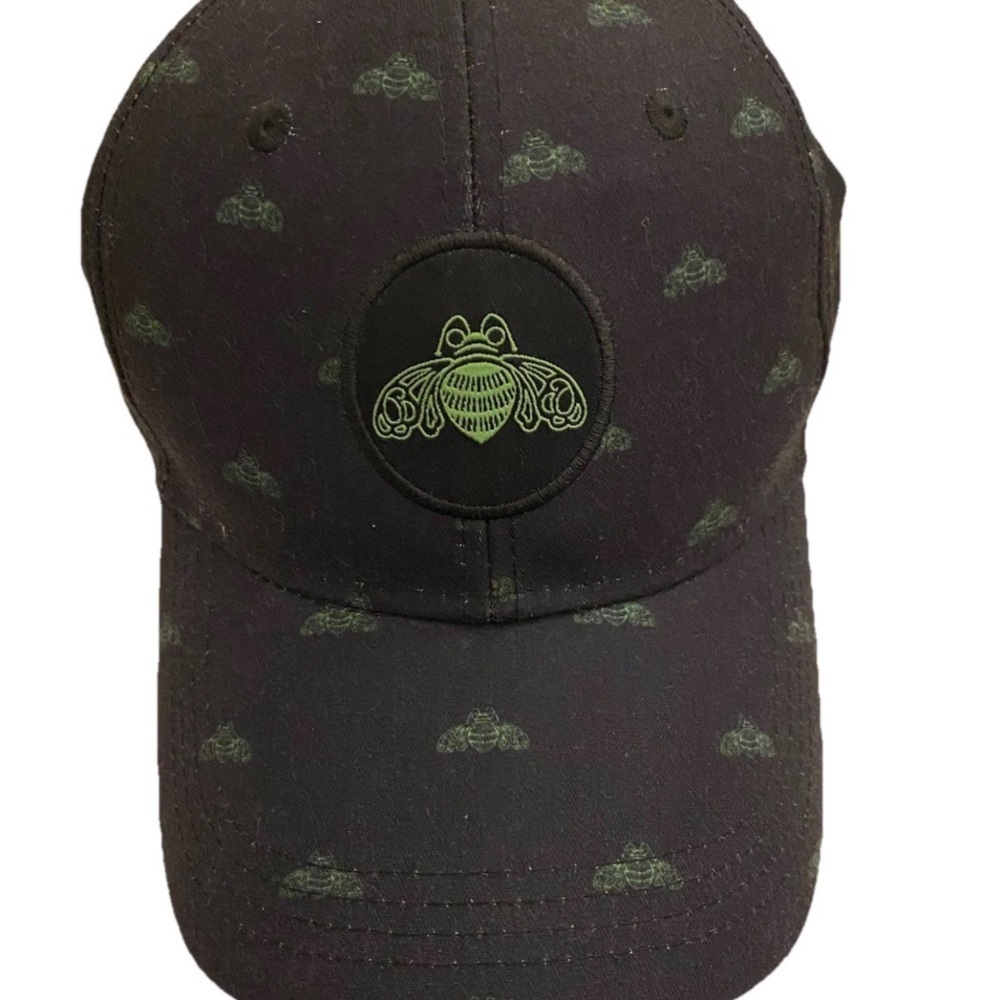 Patron Tequila Ball Cap Black Bee Logo Allover Adjustable Snapback